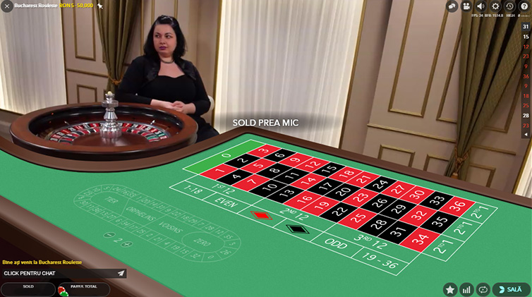 Ruleta Bucharest live la 888 Casino